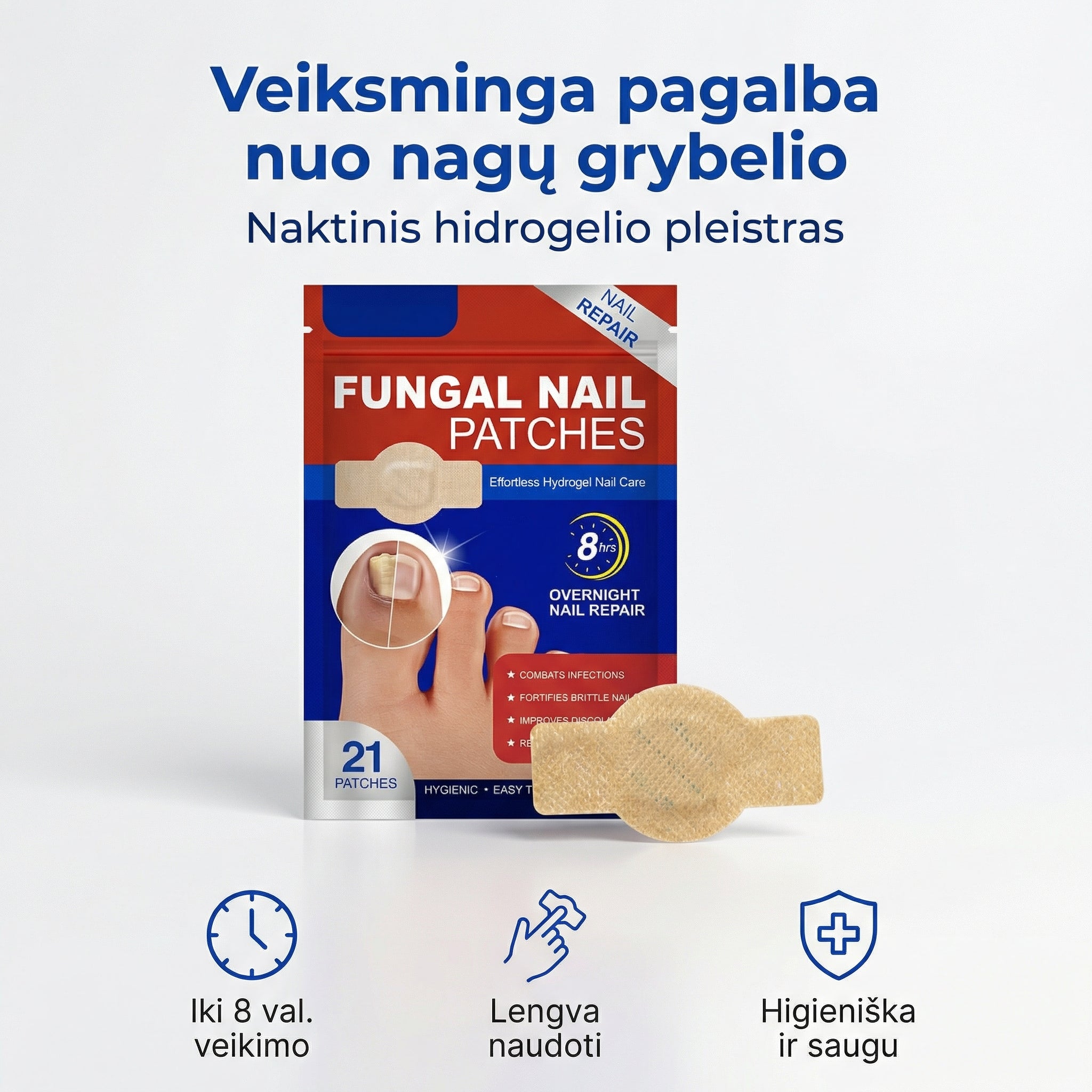 NAGUREX – Naktinis hidrogelio pleistras nuo nagų grybelio