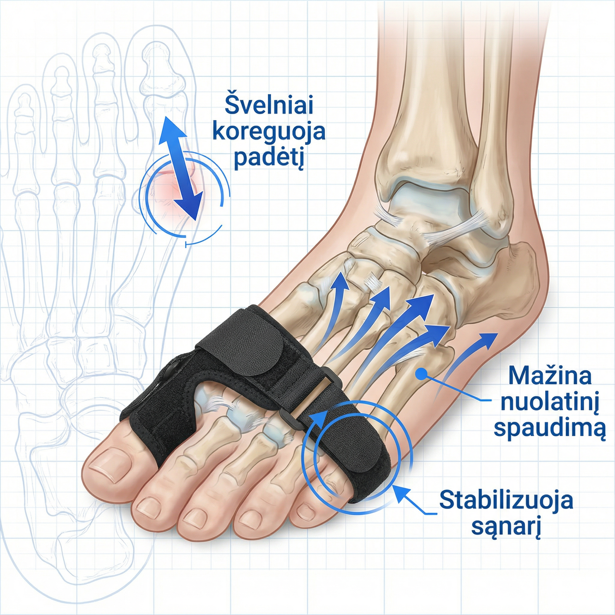 OrthoFlex - Pėdos Pirštų Deformacijos Korektorius