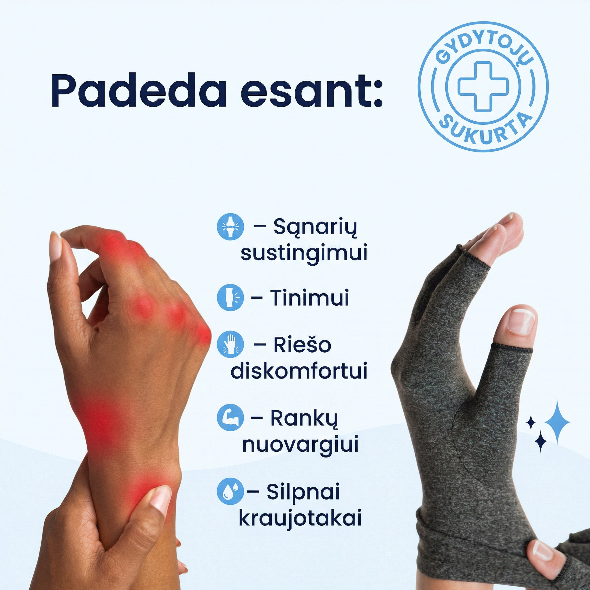 OrthoFlex- Kompresinės Pirštinės Artritui